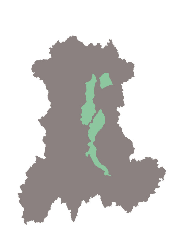 Carte de localisation des "limagnes et terres de grande culture" en Auvergne