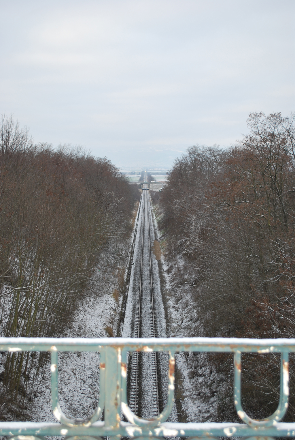 Voie ferrée à travers la Limagne au niveau de Pont-du-Château